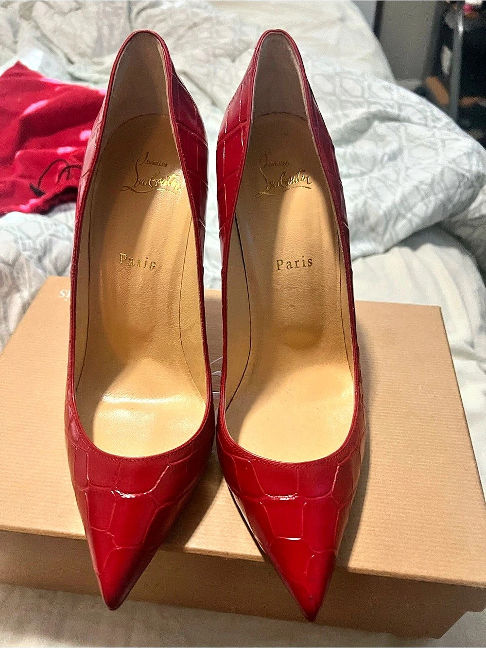 Christian Louboutin Pigalle Follies 100 Calf Leather Heels Red EU 39.5 Like